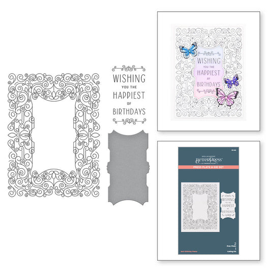 BetterPress Plates & Dies Swirl Birthday Frame